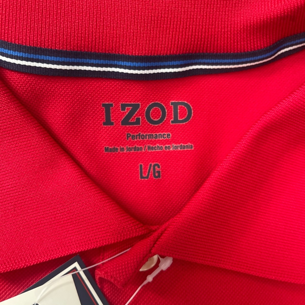 NWT Izod Red Short Sleeve Performance Mesh Knit Polo Shirt Size Large - Picture 3 of 4